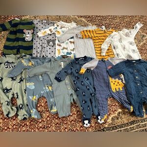 Assorted Kids One-Piece Sleepers - Blue, Navy, Green, Yellow, Gray